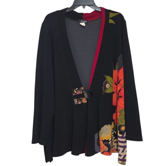 Moonlight Women Vintage Kimono Jacket Floral Print Acetate Blend XXL Made in USA - Picture 1 of 9